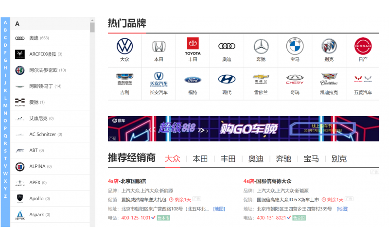 易車網4S店商家基本信息